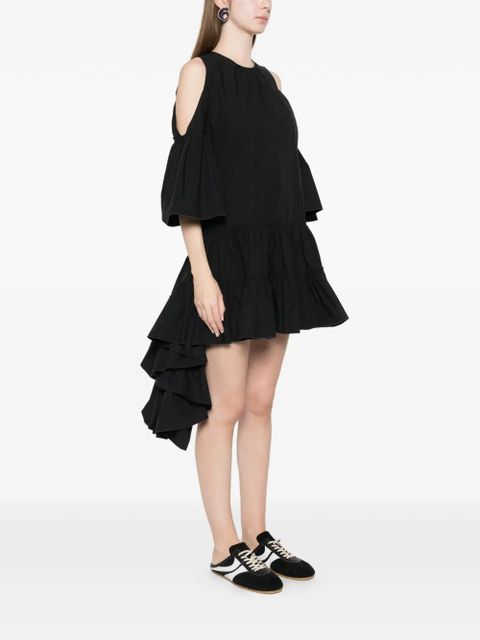 JW Anderson cold-shoulders ruffled asymmetric dress - Black