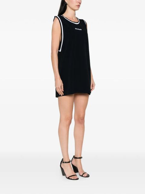 Balmain contrast-trim mini dress - Black
