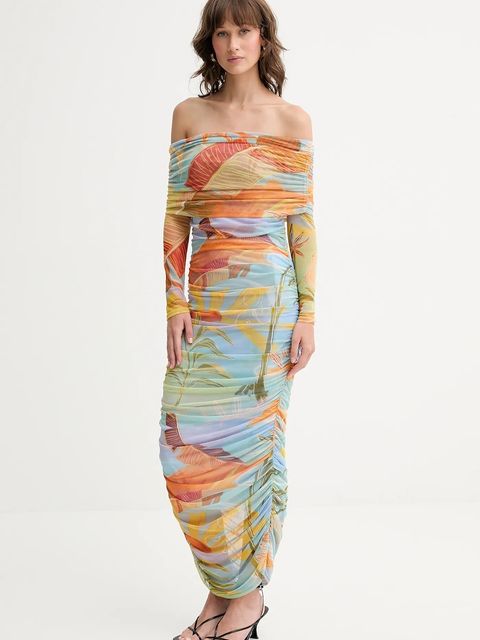 Never Fully Dressed sukienka kolor zielony midi dopasowana NFDDR1814