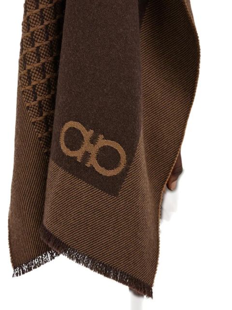 Ferragamo jacquard patchwork cape - Brown