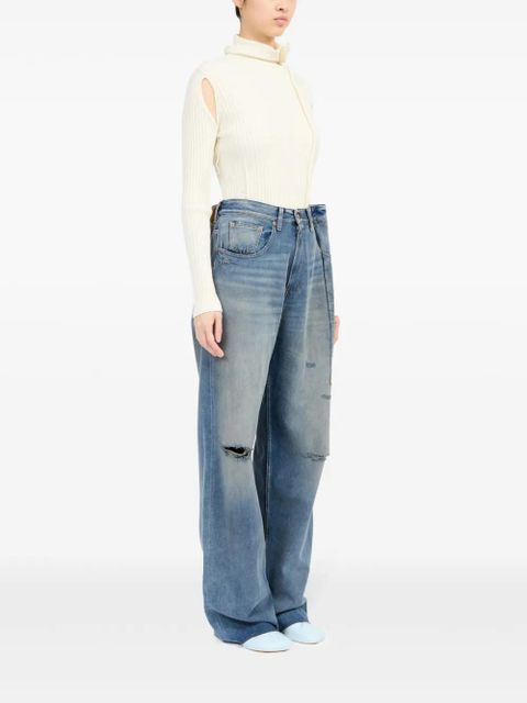 MM6 Maison Margiela pleated bootcut jeans - Blue