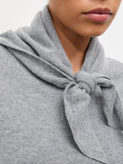 Answear.LAB sweter z wełny merino z apaszką damski kolor szary lekki