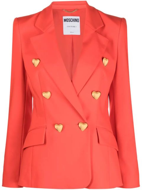 Moschino heart-button double-breasted blazer - Red - zdjęcie produktu nr 1