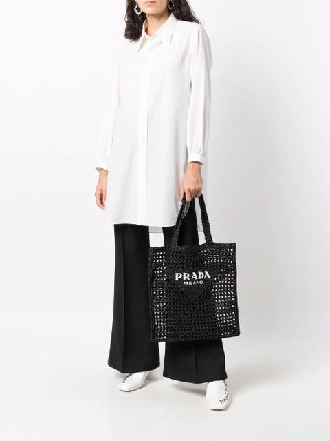 Prada interwoven-design logo-print shoulder bag - Black - zdjęcie produktu nr 2