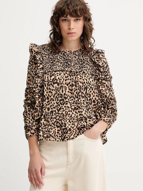 MUNTHE bluzka CRISP damska kolor beżowy wzorzysta 252101225222 - zdjęcie produktu nr 1