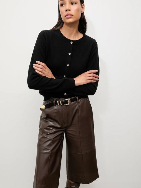 Answear.LAB kardigan z wełny merino z szalem damski kolor czarny lekki