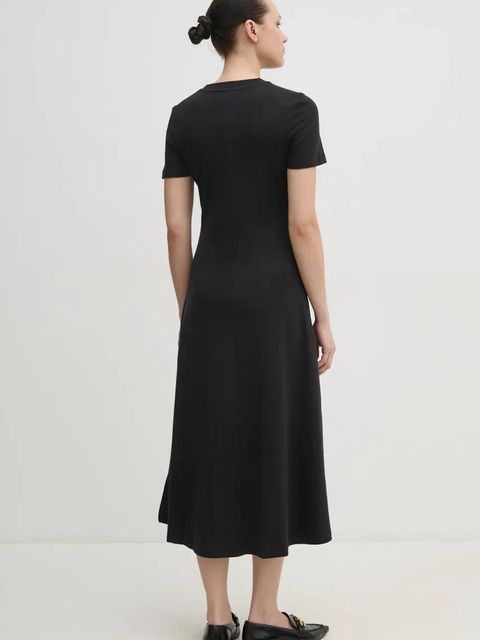 Tommy Hilfiger sukienka bawełniana kolor czarny midi rozkloszowana WW0WW44547 - zdjęcie produktu nr 2