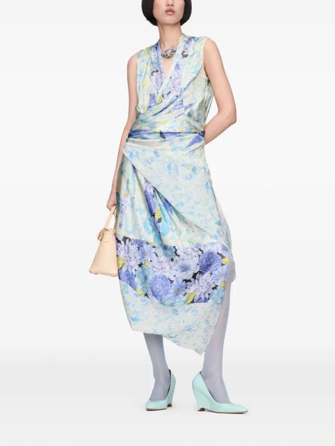 Maison Margiela floral draped midi dress - Blue - zdjęcie produktu nr 2