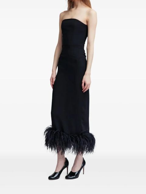 16Arlington Minelli feather-trim midi dress - Black