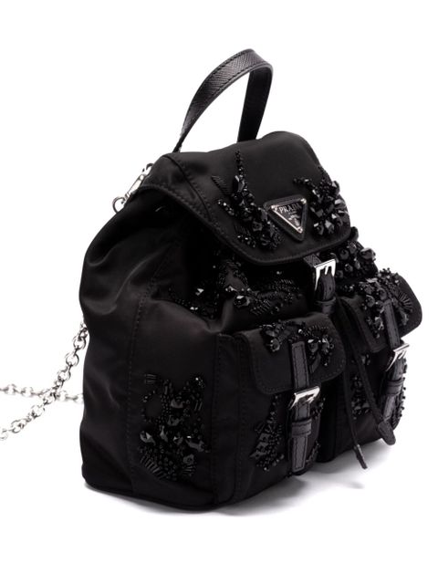 Prada enamel triangle-logo backpack - Black