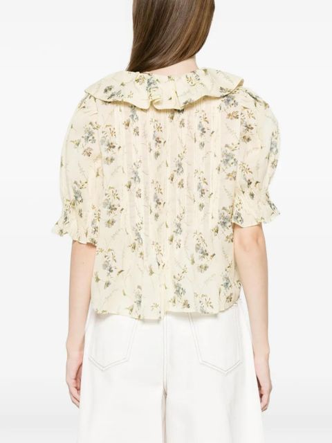 DÔEN Henri ruffled floral blouse - Yellow