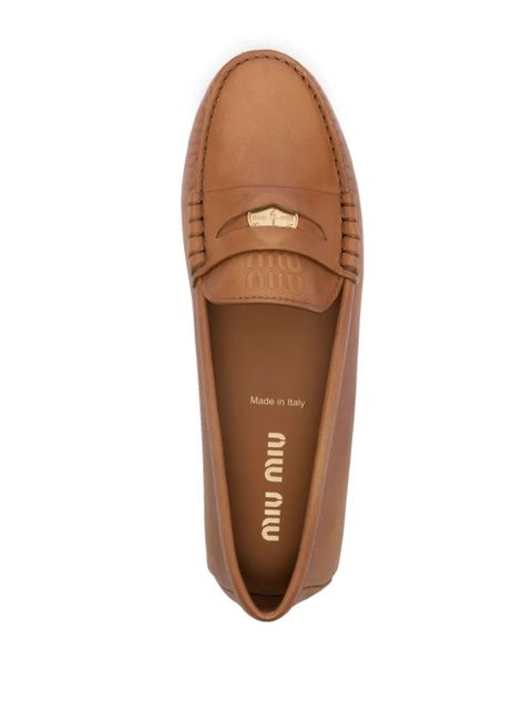 Miu Miu coin-detail leather loafers - Brown