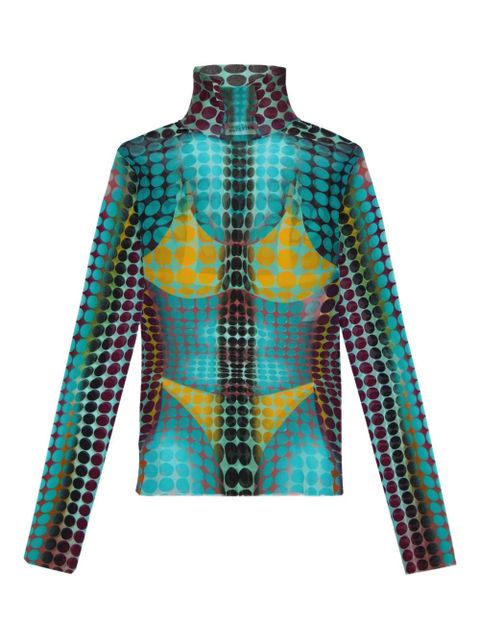 Jean Paul Gaultier high-neck dots-print top - Blue - zdjęcie produktu nr 1