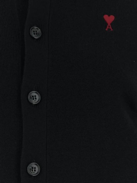 AMI Paris heart button wool cardigan - Black