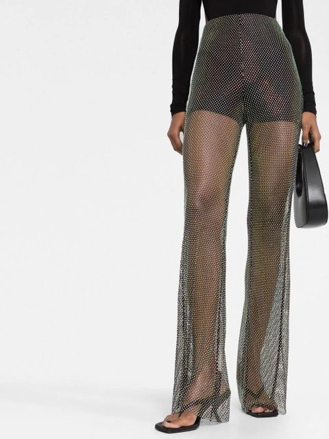 ROTATE BIRGER CHRISTENSEN crystal-embellished sheer trousers - Black