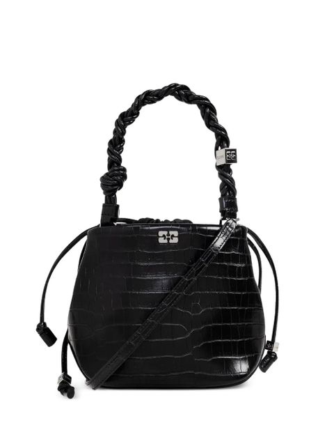 GANNI crocodile-embossed leather tote bag - Black - zdjęcie produktu nr 1