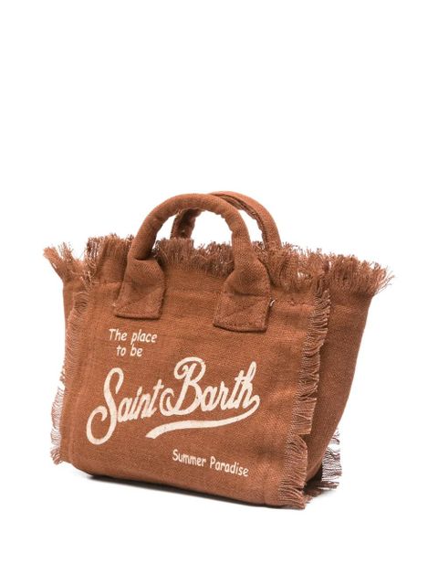 MC2 Saint Barth mini Vanity linen frayed shoulder bag - Brown