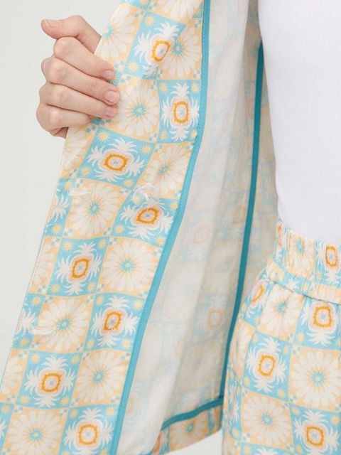 Never Fully Dressed marynarka z domieszką lnu dwurzędowa wzorzysta