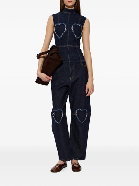 Moschino heart-cut-out frayed jeans - Blue - zdjęcie produktu nr 2