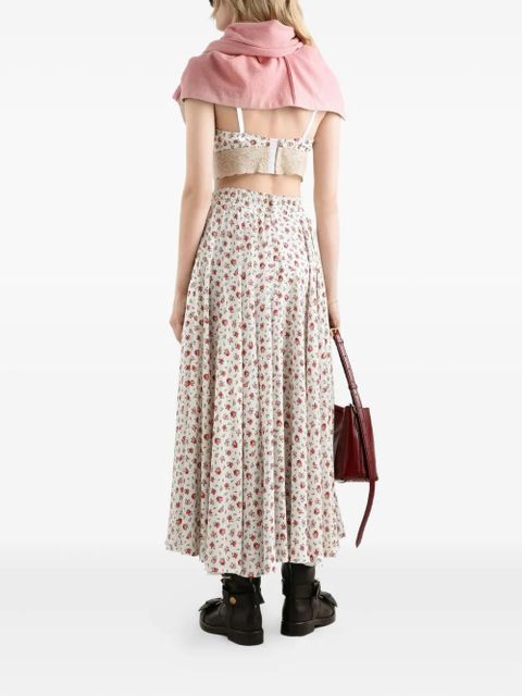 Dolce & Gabbana drawstring floral midi skirt - White