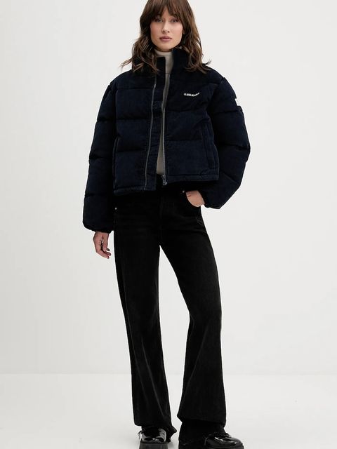 Guess Jeans kurtka sztruksowa kolor granatowy zimowa W5BL17 W2061