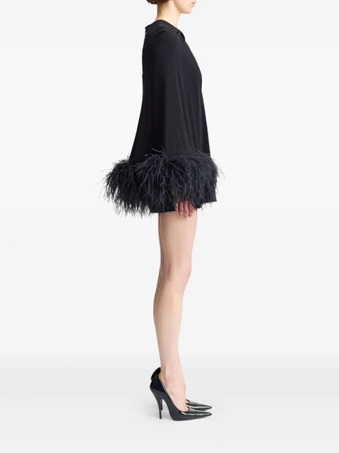 16Arlington feather trim mini dress - Black