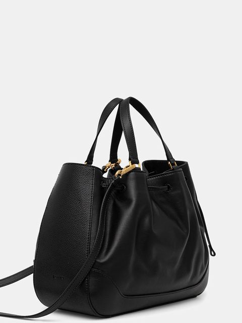 Pollini torebka skórzana kolor czarny PC4428PP0N QG1 - zdjęcie produktu nr 2