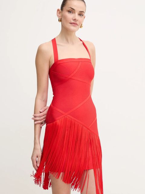 Herve Leger sukienka Josephine kolor czerwony mini dopasowana FRI8513807