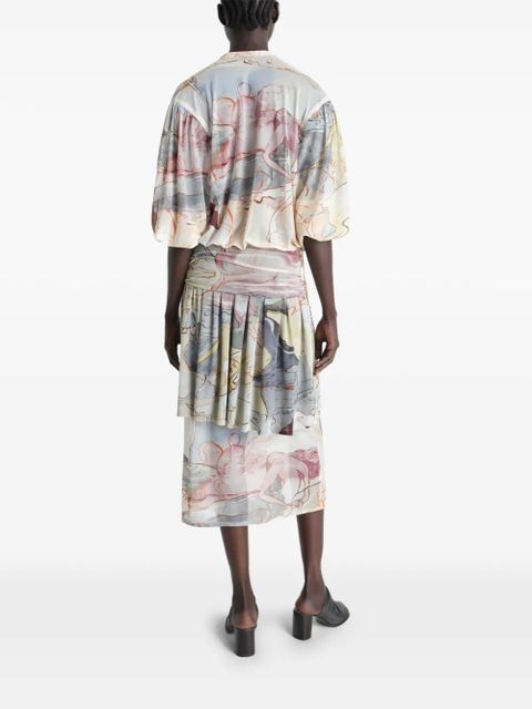 LEMAIRE draped floral print dress - Neutrals