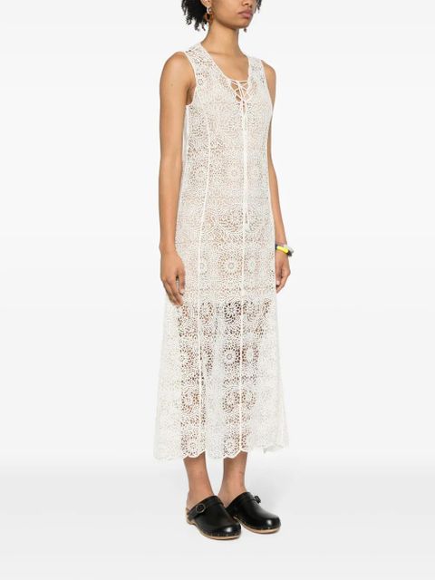 TWINSET semi-sheer crochet midi dress - White