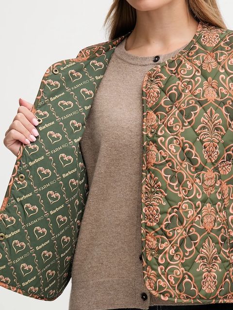 Barbour bezrękawnik x Farm Rio kolor zielony przejściowy LLI0024