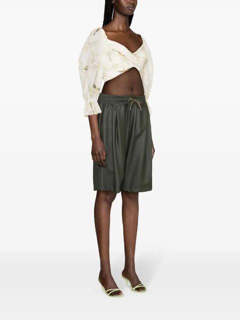 ZIMMERMANN Acacia Birds-print cropped blouse - Neutrals