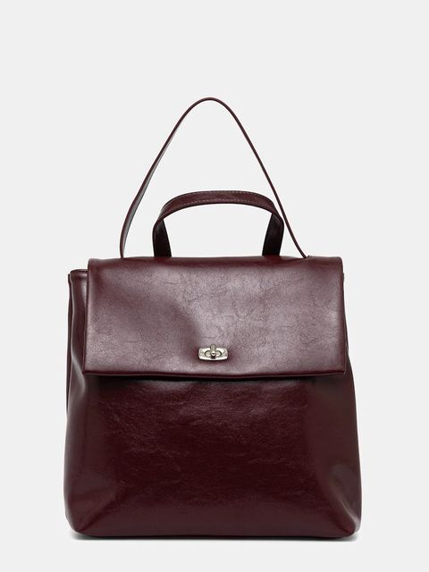 Answear.LAB plecak skórzany damski kolor bordowy mały gładki - zdjęcie produktu nr 1