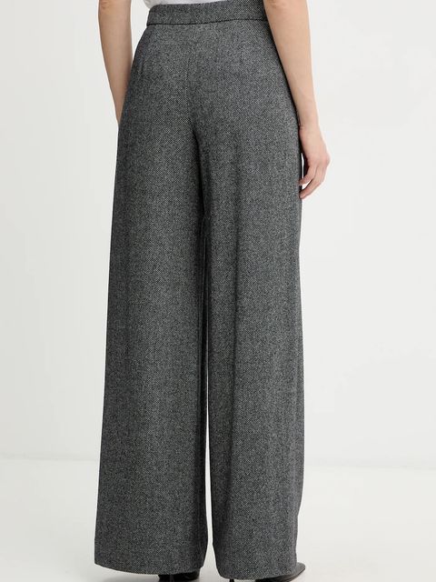 Armani Exchange spodnie z dodatkiem wełny damskie kolor szary proste high waist XW001263 AF16146