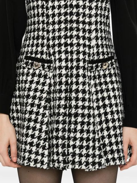 Maje houndstooth pleated mini dress - White