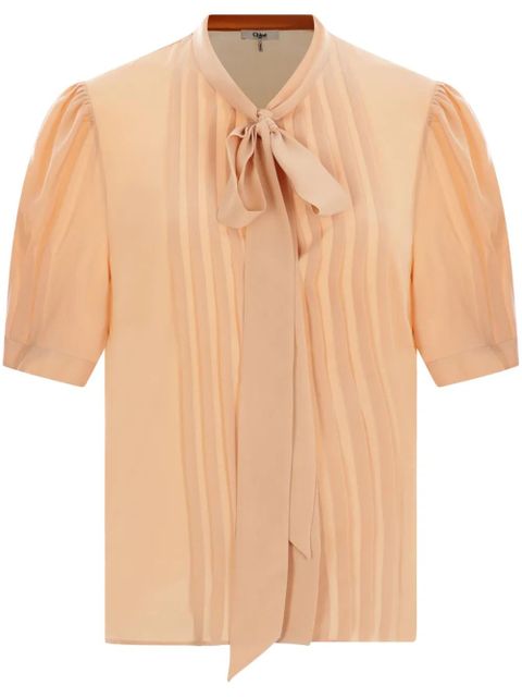 Chloé lavallière crêpe-de-chine blouse - Neutrals