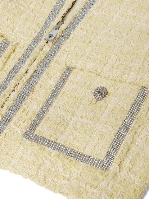 Versace crystal-embellished tweed jacket - Neutrals