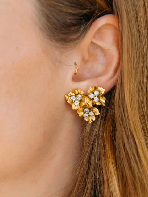 Jennifer Behr Maye floral-motif stud earrings - Gold - zdjęcie produktu nr 2