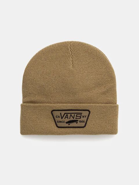 Vans czapka kolor zielony z cienkiej dzianiny VN000UOUCUQ1