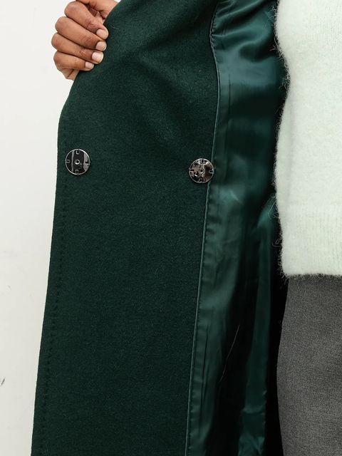 Answear Lab płaszcz wełniany kolor zielony przejściowy dwurzędowy