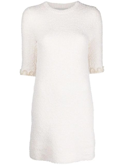 Lanvin floral-embroidered knitted tweed dress - White - zdjęcie produktu nr 1