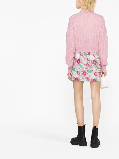 GANNI floral-pattern A-line skirt - Pink