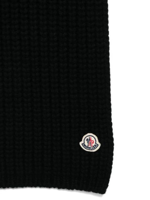 Moncler ribbed logo-patch scarf - Black