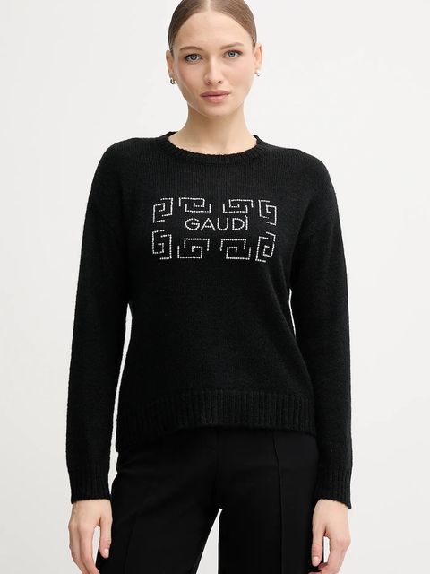 Gaudi sweter z dodatkiem wełny damski kolor czarny 521BD53009 - zdjęcie produktu nr 1