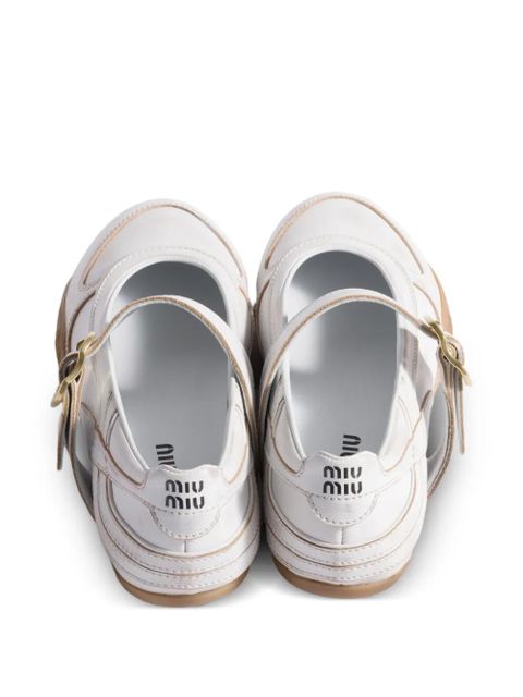 Miu Miu Gymnasium leather ballerinas with strap and buckle - White