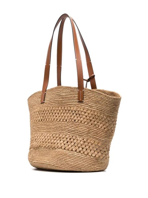 Manebi logo-tag raffia tote bag - Neutrals - zdjęcie produktu nr 2