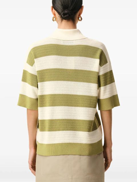 AMI Paris Ami De Coeur striped polo top - Neutrals