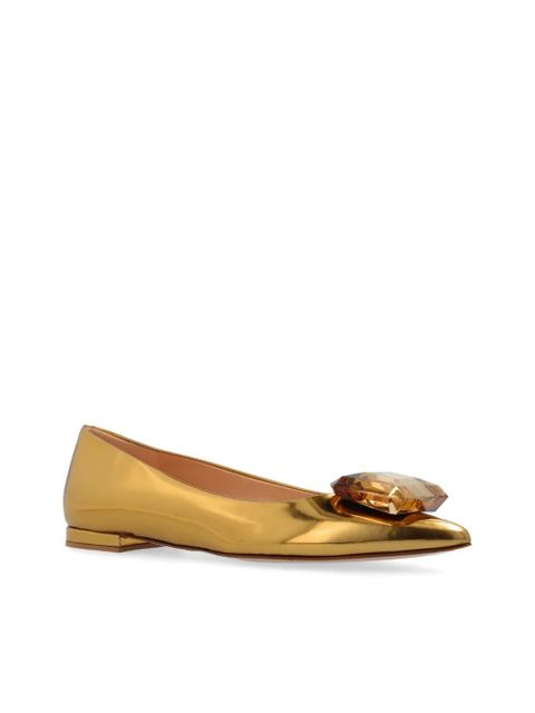 Gianvito Rossi 10mm gem-emebellished ballerinas - Gold