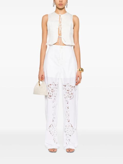 Marine Serre lace-panel trousers - White