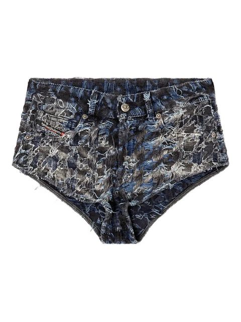 Diesel houndstooth tie-dye frayed denim shorts - Blue - zdjęcie produktu nr 1